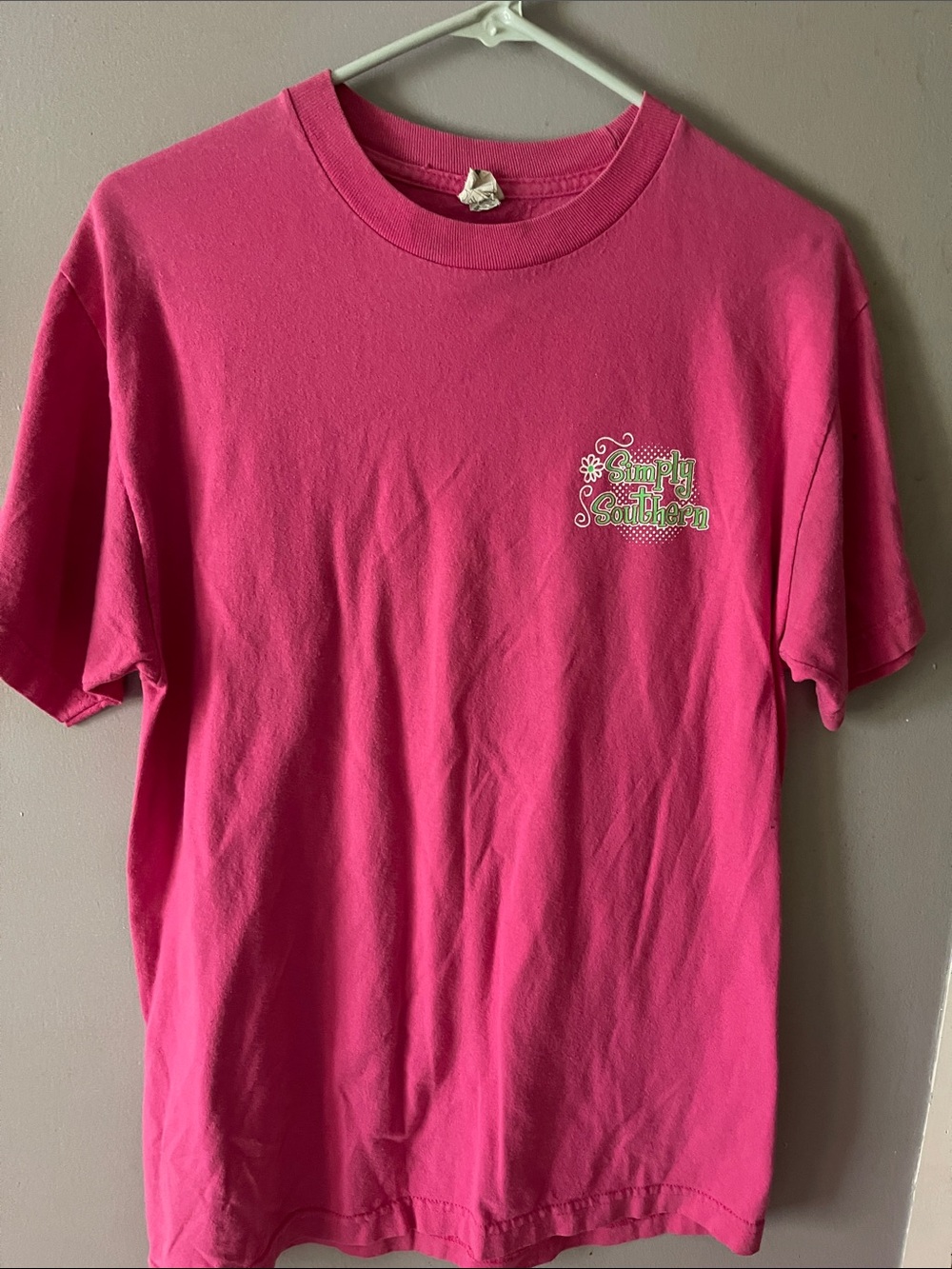 Simply Southern Hot Pink Short Sleeve Tee with Chest Logo